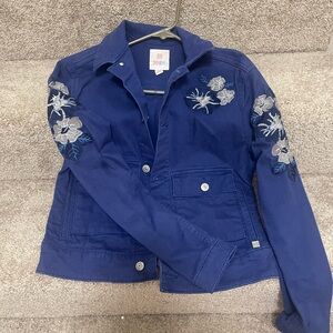 Blue Floral Embroidered Jacket